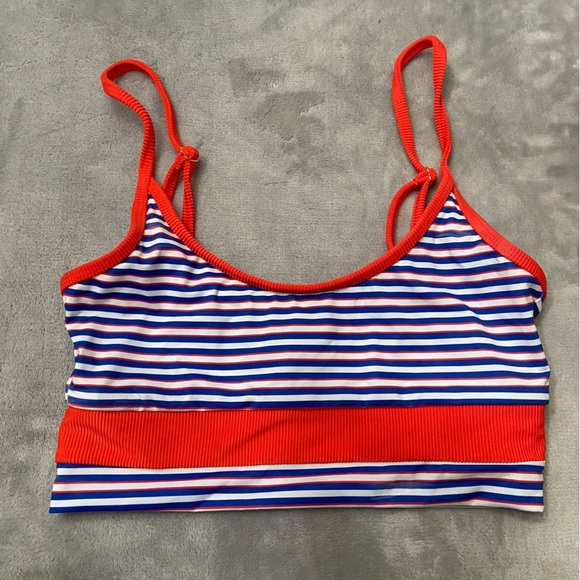 New! beach riot striped bikini top red white blue 10014 - Picture 3 of 7